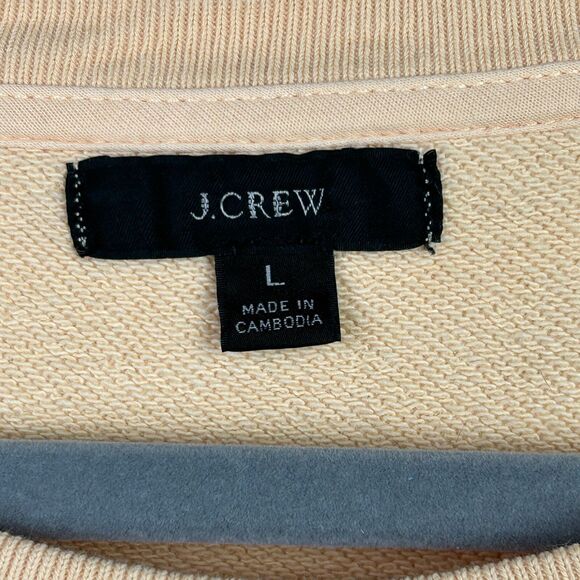 J Crew University Terry Cropped Sweatshirt Long Sleeve Crewneck Cotton Peach L - Picture 8 of 11